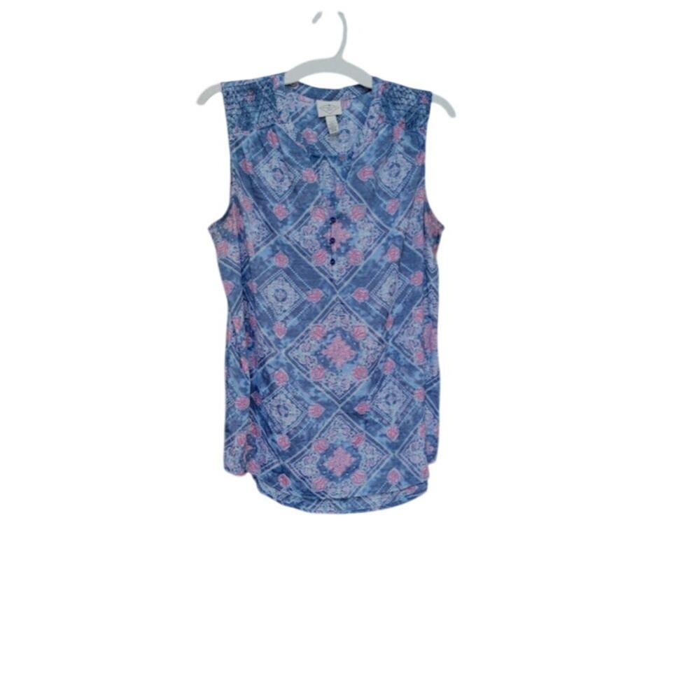 St. John's Bay Boho Style Top Casual Handkerchief Pattern Size L